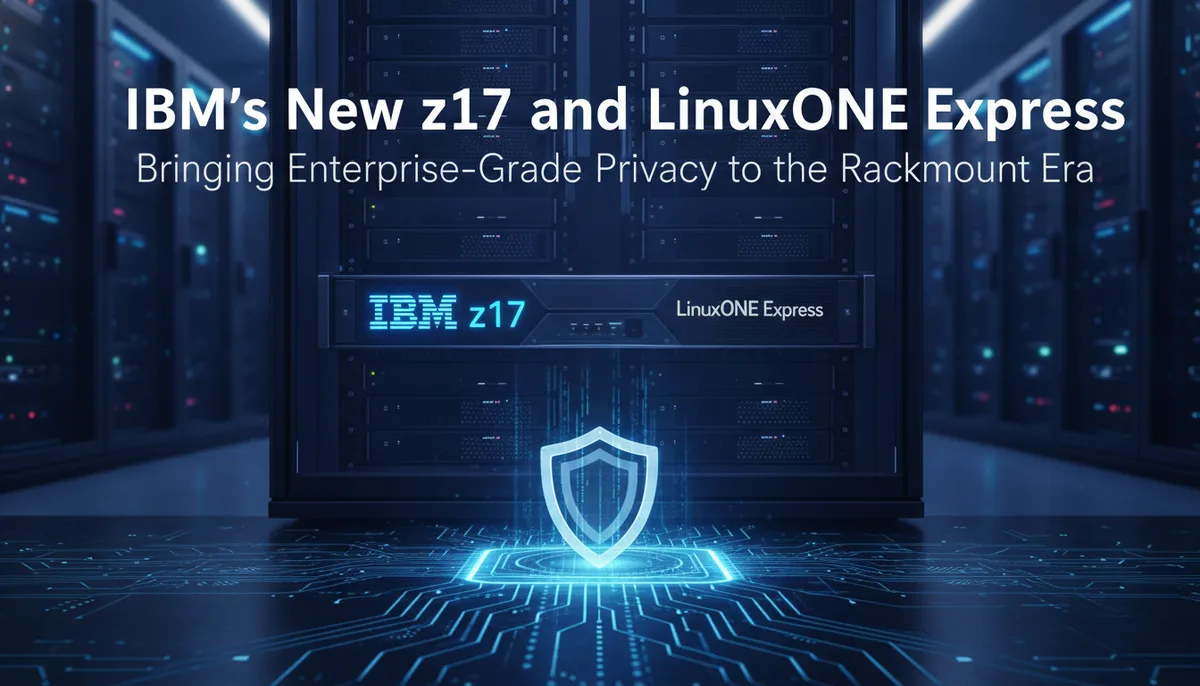 IBM’s New z17 and LinuxONE Express: Bringing Enterprise-Grade Privacy to the Rackmount Era visual summary